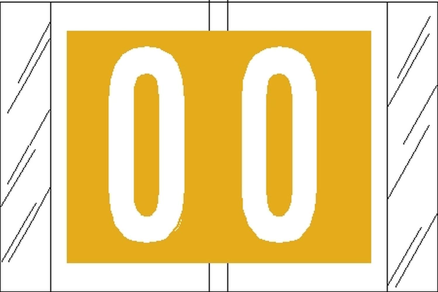 Tabbies Original Col'R'Tab 11000 Series Numeric Labels, Yellow, 0', 1'H X 1-1/2'W, Heavy Duty Paper & Fade-Resistant, Made In
