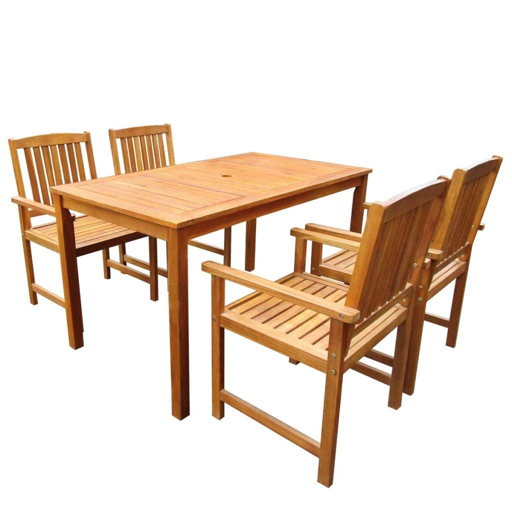 vidaXL 5 Piece Outdoor Dining Set Solid Acacia Wood