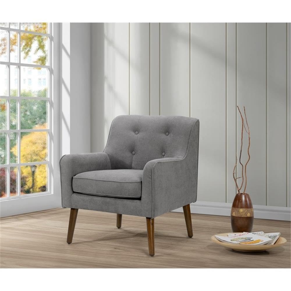 Lilola Home Ryder Mid Century Modern Gray Woven Fabric Tufted Armchair