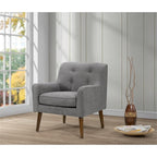 Lilola Home Ryder Mid Century Modern Gray Woven Fabric Tufted Armchair