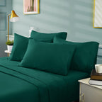 Bysure 6 Pieces Bed Sheets Set(Queen, Dark Forest Green) - Hotel Luxury Super Soft 1800 Thread Count 100% Microfiber Sheets With