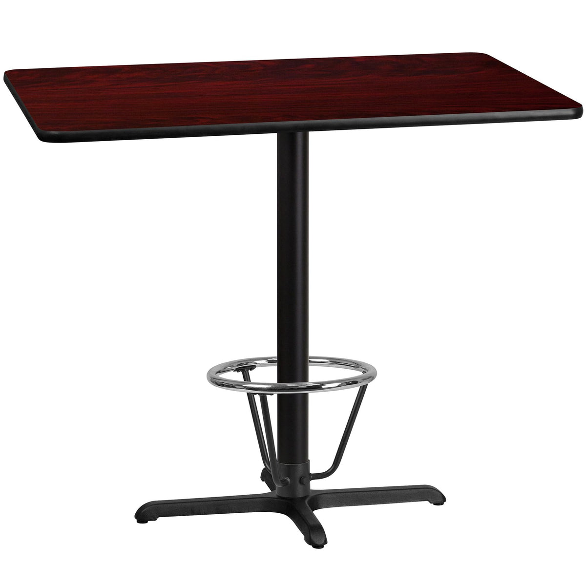 Flash Furniture Stiles 30'' X 48'' Rectangular Mahogany Laminate Table Top With 23.5'' X 29.5'' Bar Height Table Base And Foot Ring