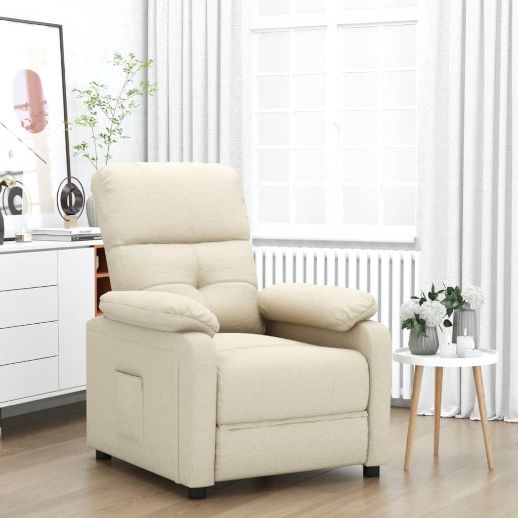 vidaXL Recliner Chair Cream Fabric