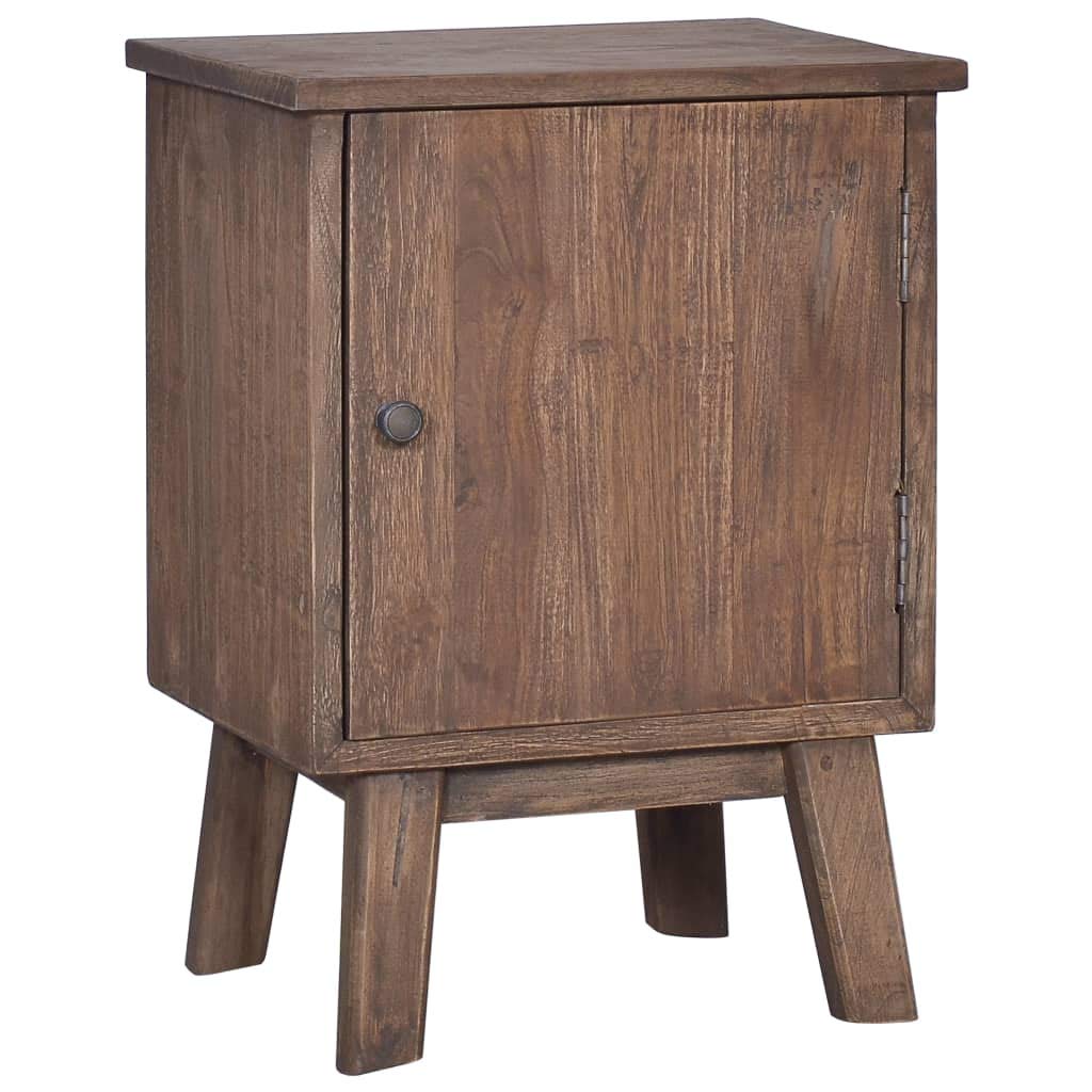 vidaXL Solid Teak Wood Bedside Cabinet - Rustic Colonial-Style Nightstand with Spacious Storage, Natural Finish, Easy Assembly