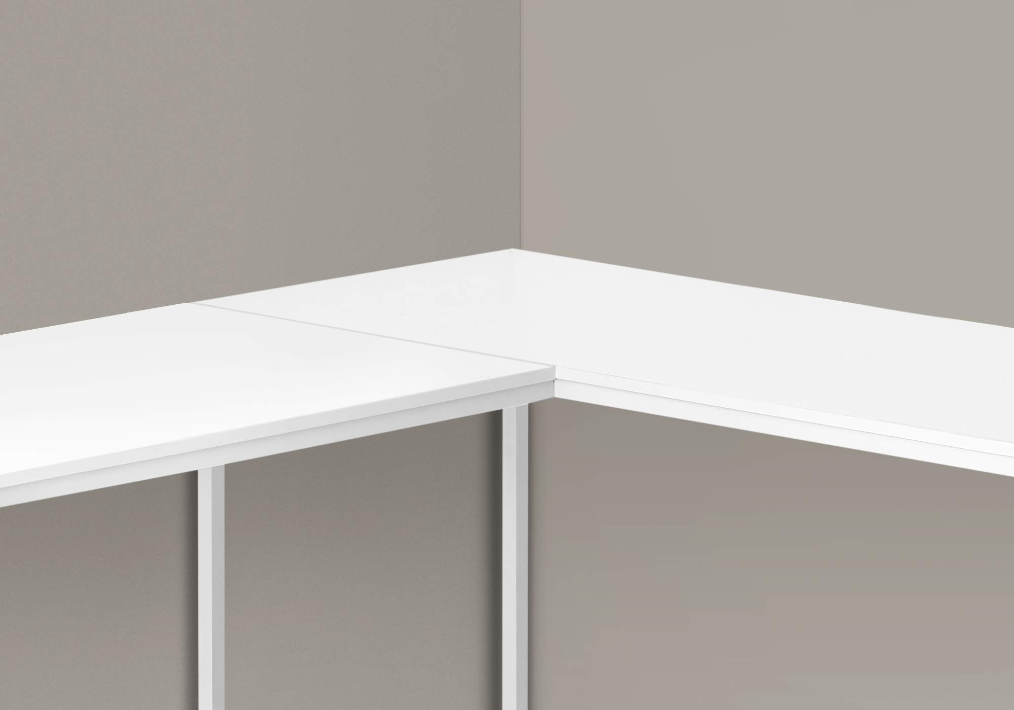 Monarch Specialties I 7395 Computer Desk, Home Office, Corner, 58&quot; L, L Shape, Work, Laptop, Metal, Laminate, White, Contemporary, Modern