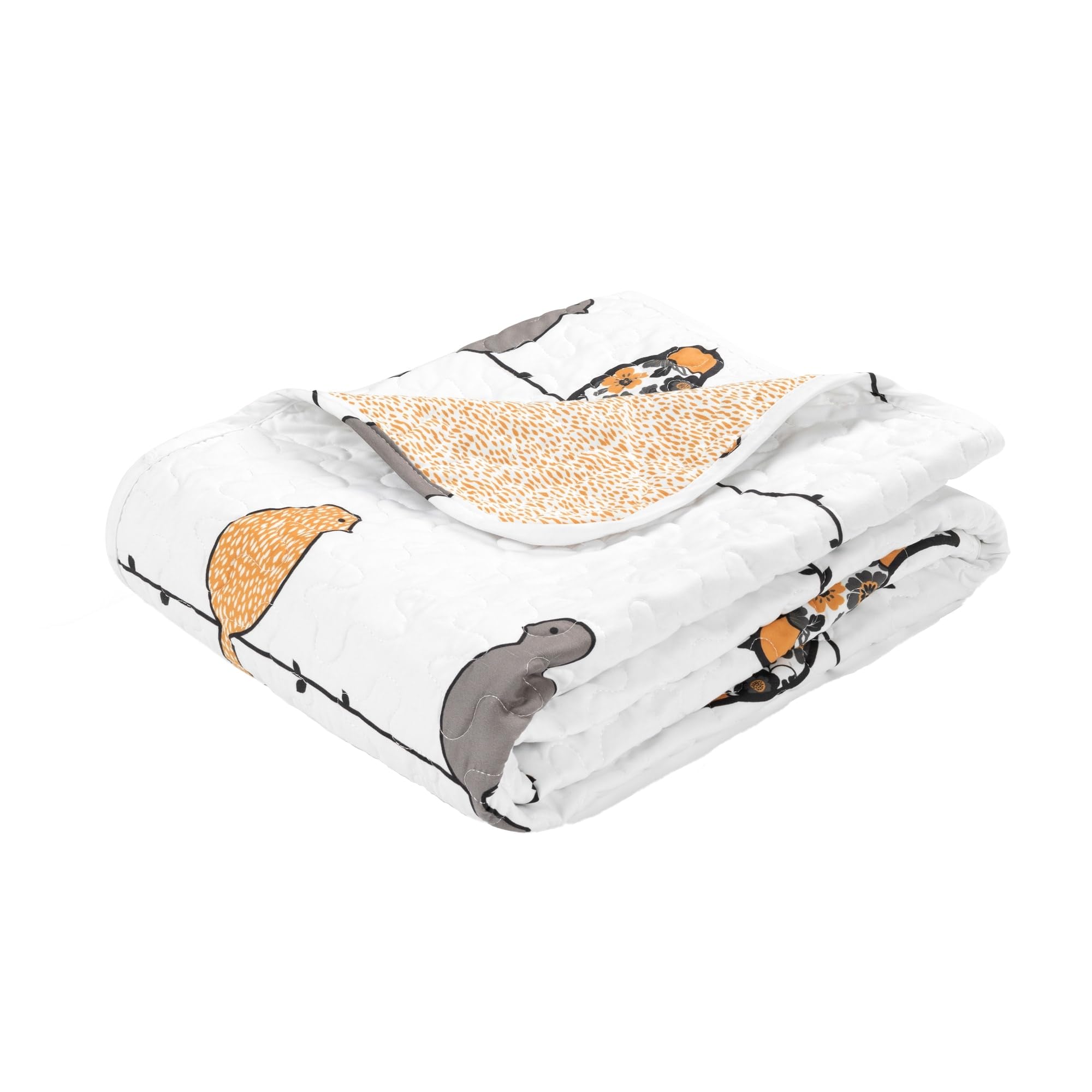 Lush Decor Rowley Birds Throw Blanket, 60' X 50', Yellow & Gray