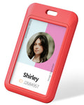 Uniclife 6 Pack Sliding Id Badge Holder Vertical Red Hard Plastic Case With Clear Window Red Card Protector Pouch For Office Sch