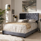 Baxton Studio Candace Luxe and Glamour Dark Grey Velvet Upholstered Queen Size Bed