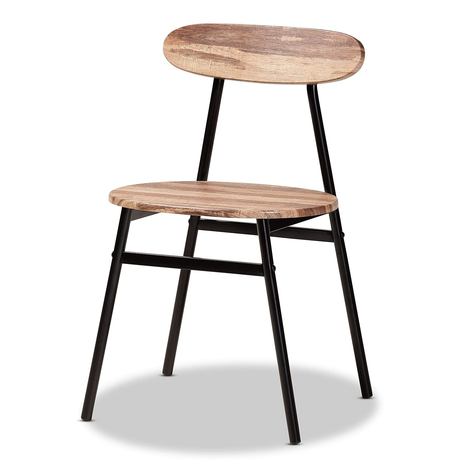 Baxton Studio Sherwood Mid-Century Modern Black Metal and Walnut Brown Finished Wood 4-Piece Dining Chair Set