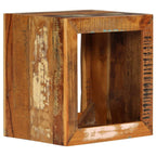 vidaXL Solid Reclaimed Wood Stool - Antique-Style Multifunctional Furniture with Storage, Diverse Wood Types, Polished Painted Lacquered Finish, 15.7"x11.8"x15.7" Dimensions