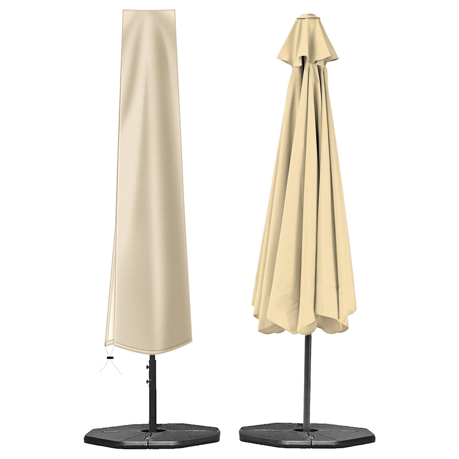 Okpow Umbrella Cover 420D Oxford Fabric Patio Umbrella Covers Waterproof With Zip, For 9Ft To 12Ft Garden Outdoor Umbrella (Khak