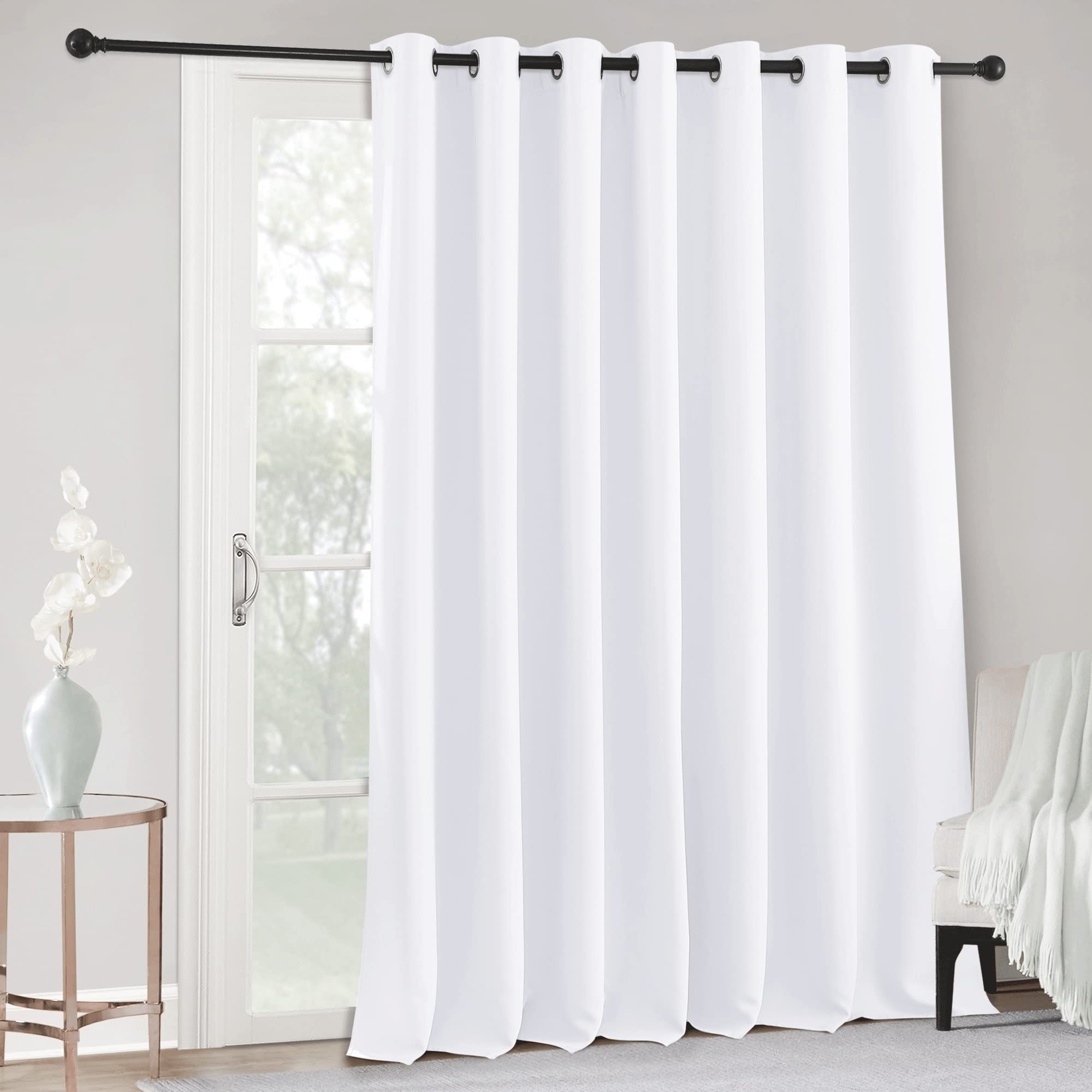 Ryb Home White Curtains For Bedroom - Privacy Extra Long Room Darkening Curtains For Screen Door Dining Cafe Home Office Apartment Large Window Shades, W 100 X L 108 Inch, Pure White
