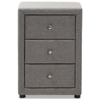 Baxton Studio Tessa Modern and Contemporary Grey Fabric Upholstered 3-Drawer Nightstand