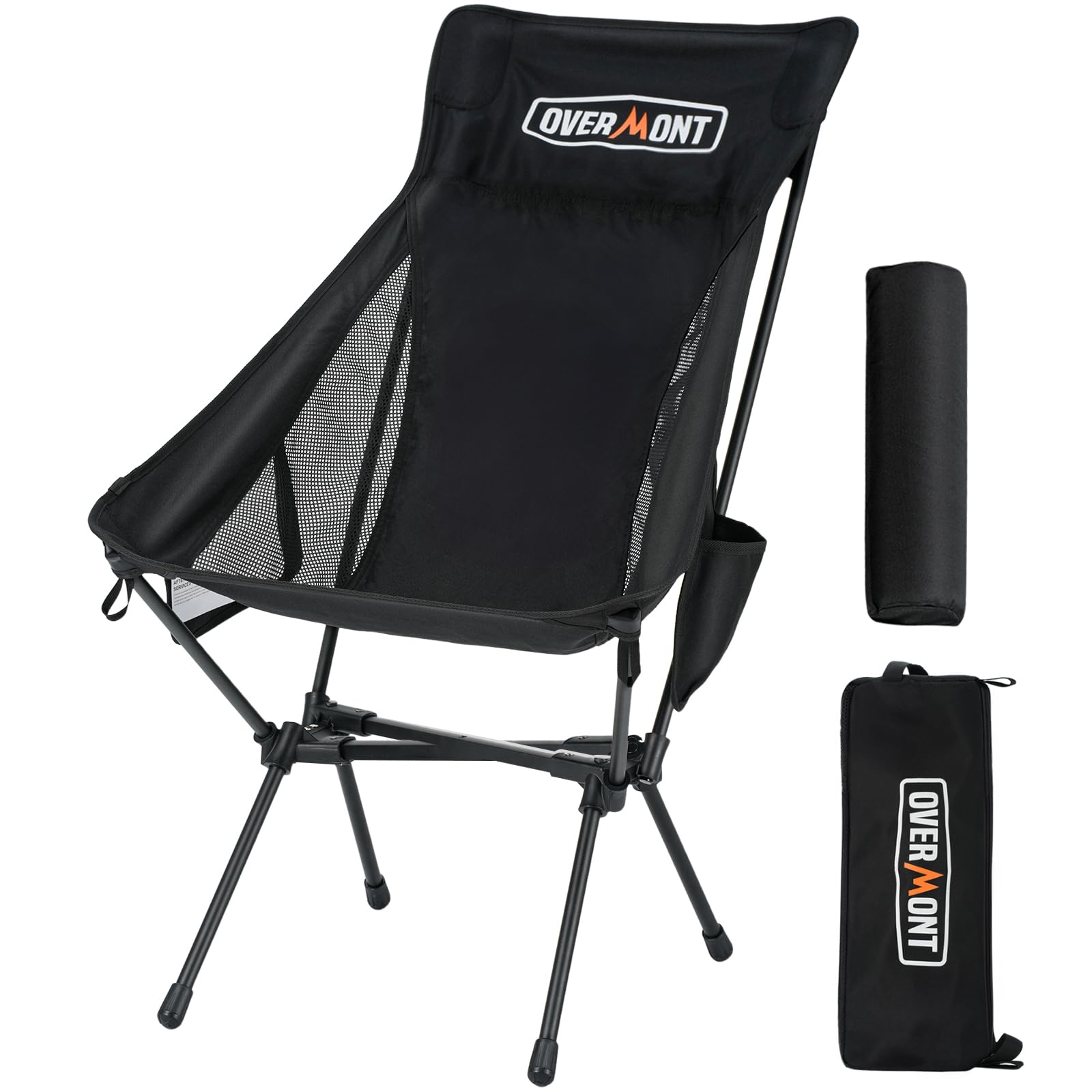 Overmont Portable High-Back Camping Chair - 440LBS Support Oversized Lightweight Folding Backpacking Chair for Adults - Compact 