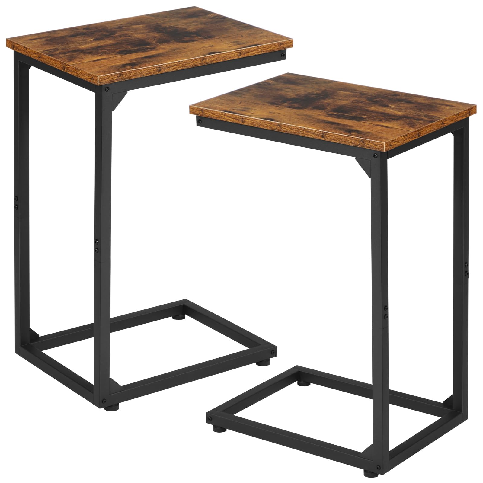 AMHANCIBLE C Shaped End Table Set of 2, Couch Tables That Slide Under, TV Tray Snack Table for Sofa, Small Side Table for Couch,