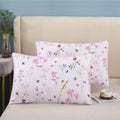 Winlife 100% Cotton Pillowcases Standard Size Pink Floral Bees Printed Pillow Cover 2 Pack, Super Soft Envelope Closure Standard