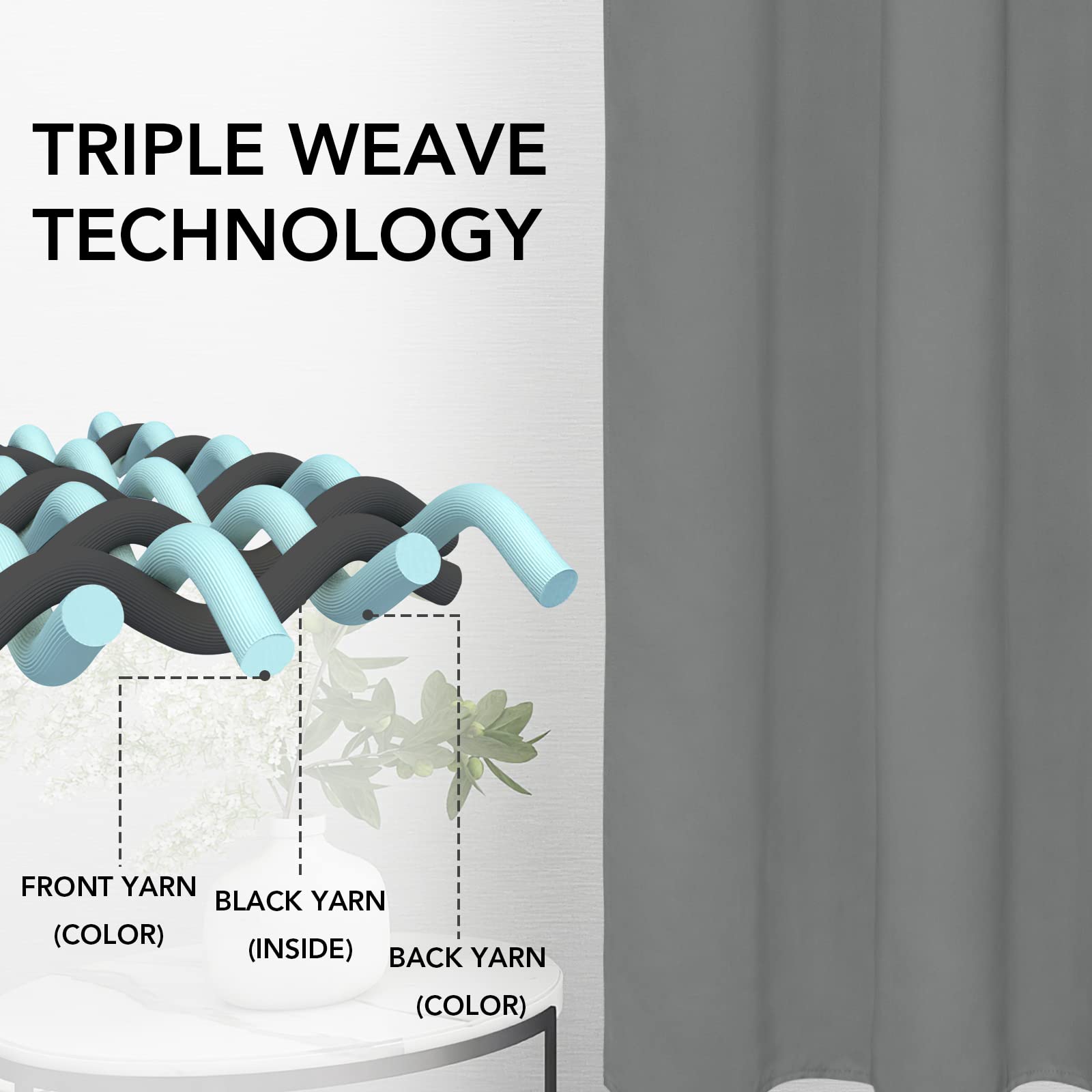 Easy-Going Rod Pocket Blackout Curtains For Bedroom, Room Darkening Window Curtains For Living Room, Thermal Insulated Noise Reduction Solid Window Drapes, 2 Panels(52X96 In, Light Gray)