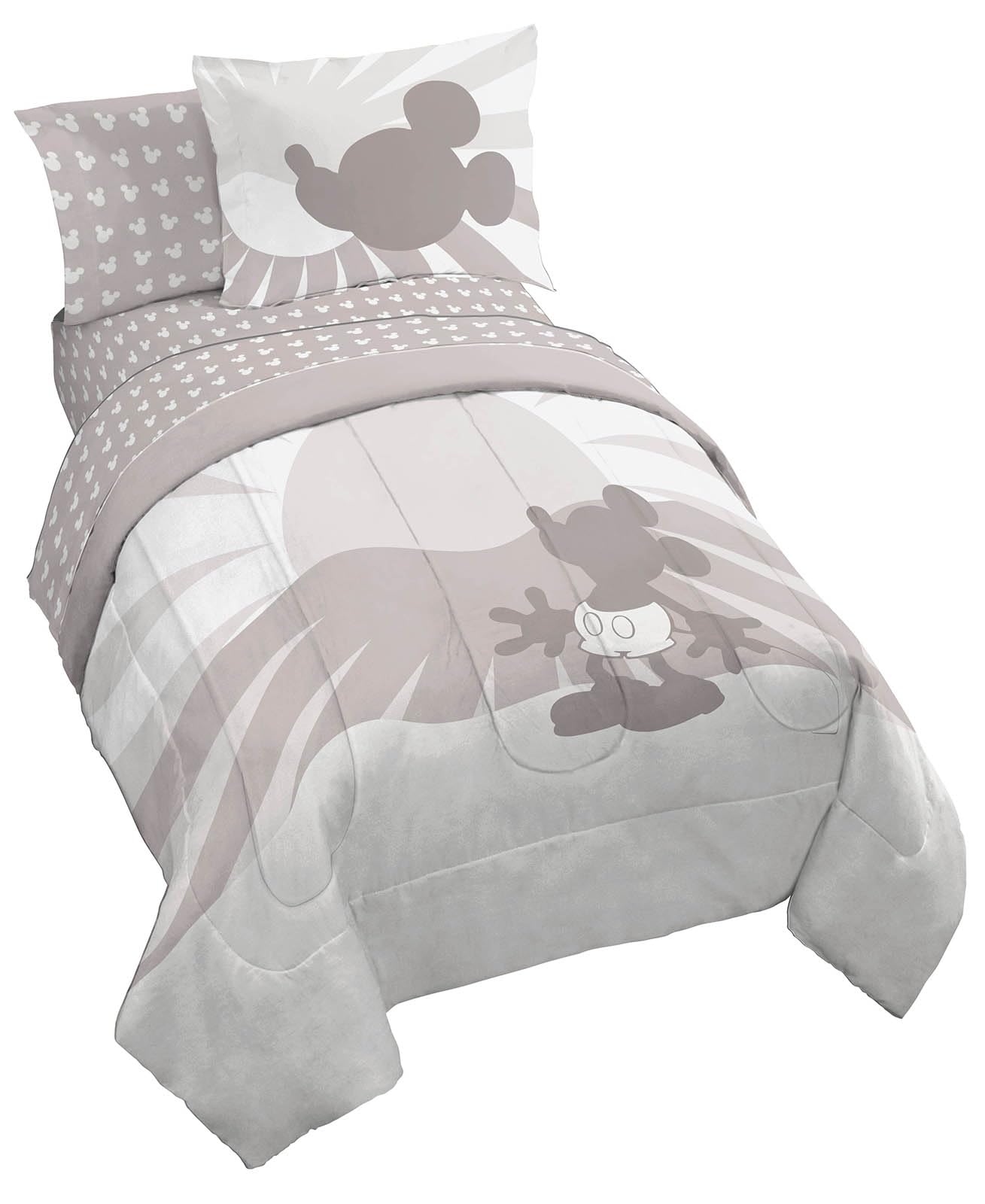 Jay Franco Disney Mickey Mouse Twin Size Comforter Set - 5 Piece Bedding Includes Sheet Set & Pillow Covers - Super Soft Cozy Be