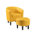 Convenience Concepts Take a Seat Churchill Accent Chair with Ottoman, Marigold Stamped Faux Leather