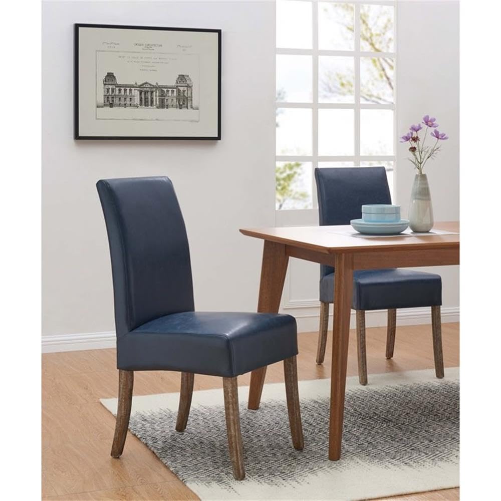 New Pacific Direct Valencia Bonded Leather Chair,Set Of 2 Furniture, Vintage Blue