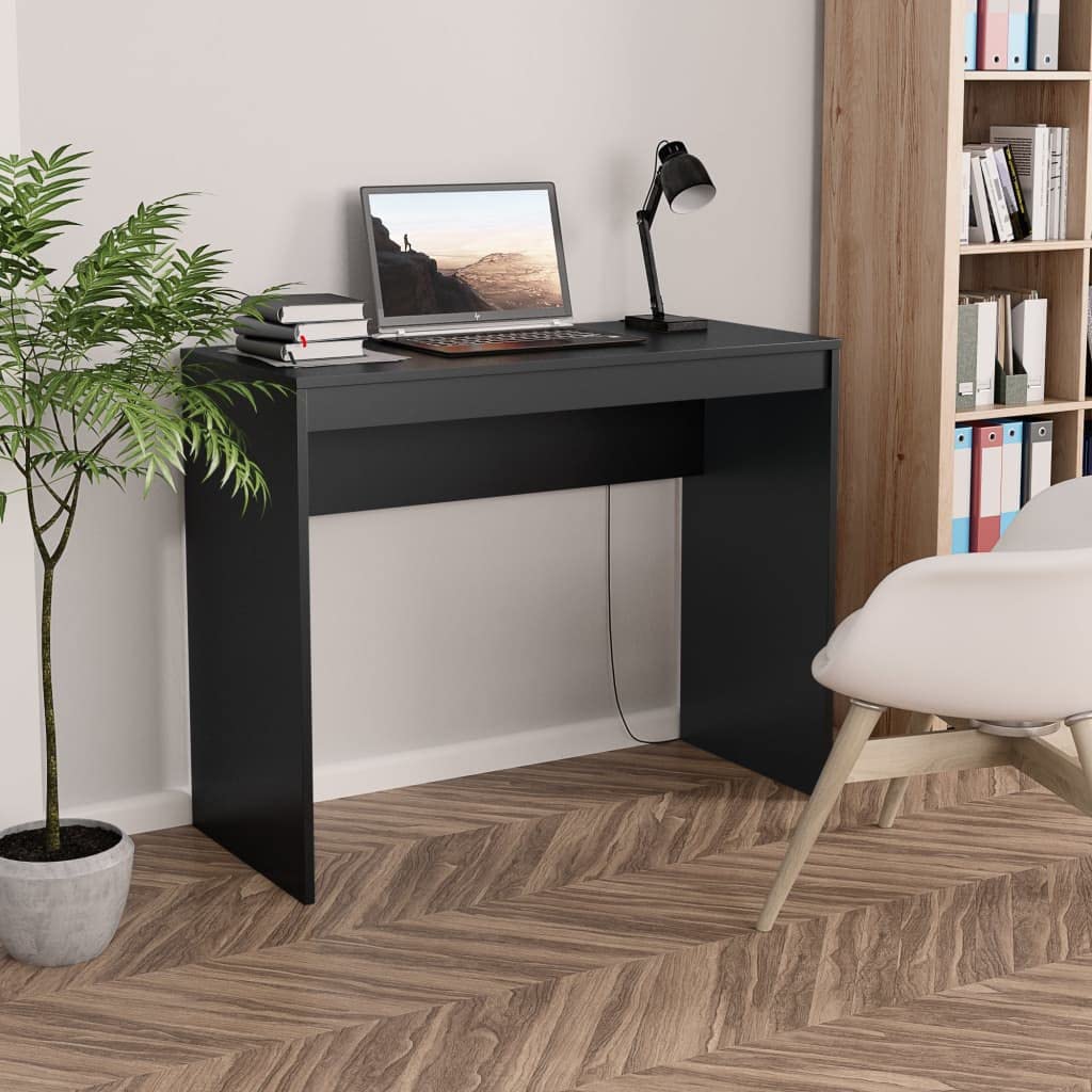 vidaXL - Engineered Wood Black Computer Desk for Home Office/Bedroom - Durable, Compact & Multipurpose
