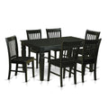 East West Furniture WENO7-BLK-W 7 Piece Modern Dining Table Set Consist of a Rectangle Wooden Table with Butterfly Leaf and 6 Dining Chairs, 42x60 Inch, Black