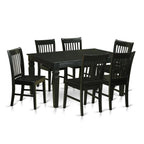East West Furniture WENO7-BLK-W 7 Piece Modern Dining Table Set Consist of a Rectangle Wooden Table with Butterfly Leaf and 6 Dining Chairs, 42x60 Inch, Black