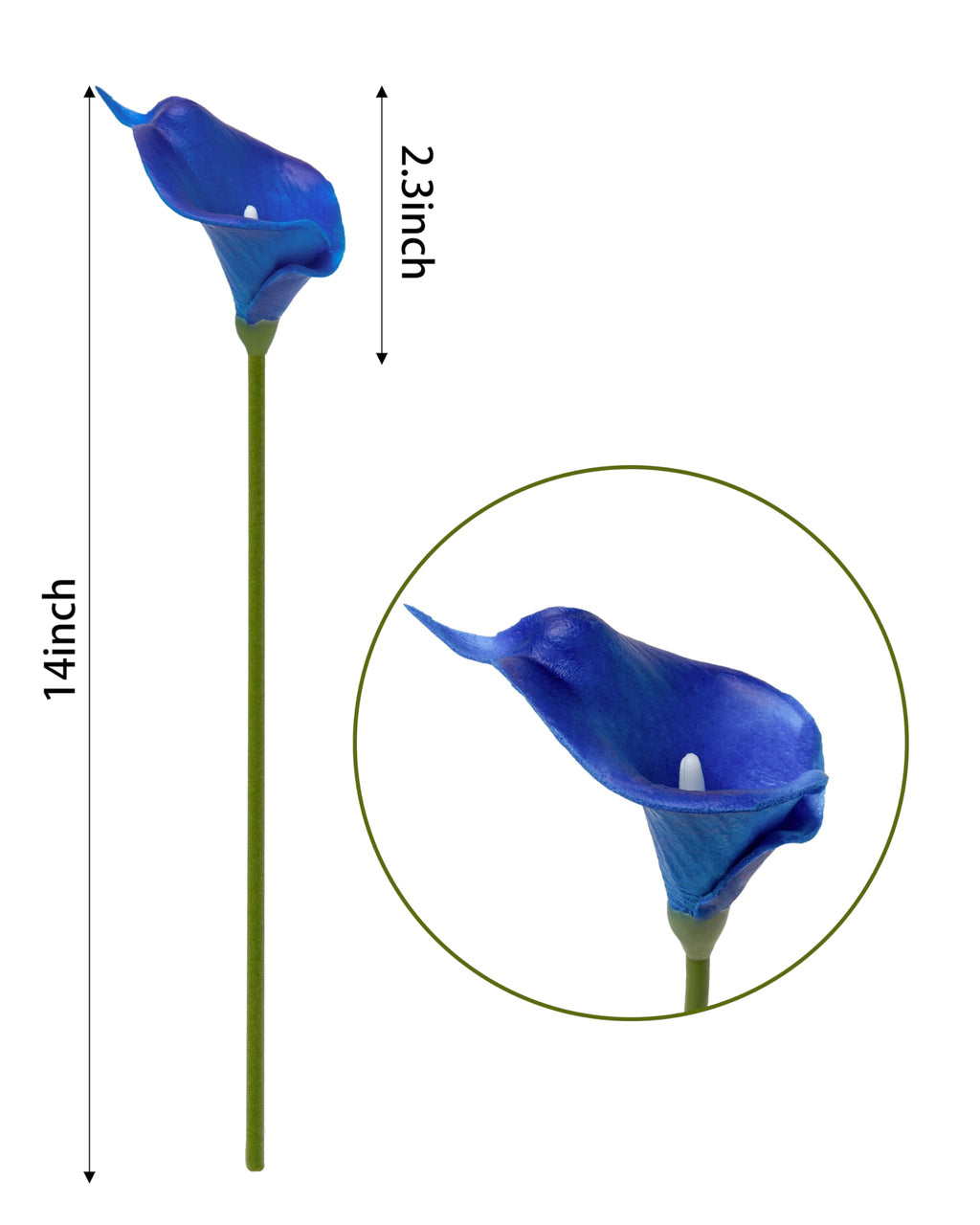 Duhouse 20Pcs Artificial Calla Lily Flower Real Touch Latex Flowers For Diy Wedding Bouquet Party Home Decor (Klein Blue)