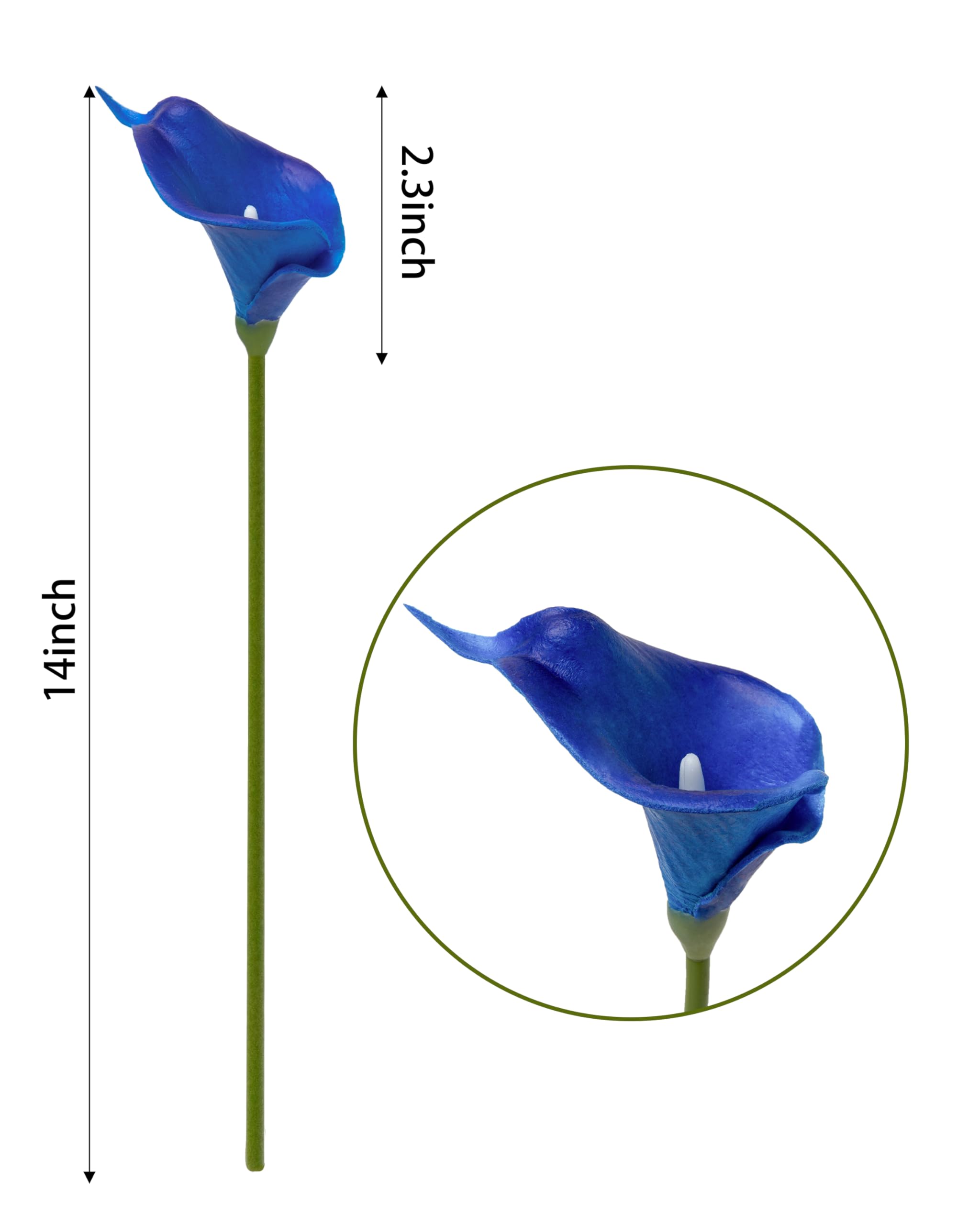 Duhouse 20Pcs Artificial Calla Lily Flower Real Touch Latex Flowers For Diy Wedding Bouquet Party Home Decor (Klein Blue)