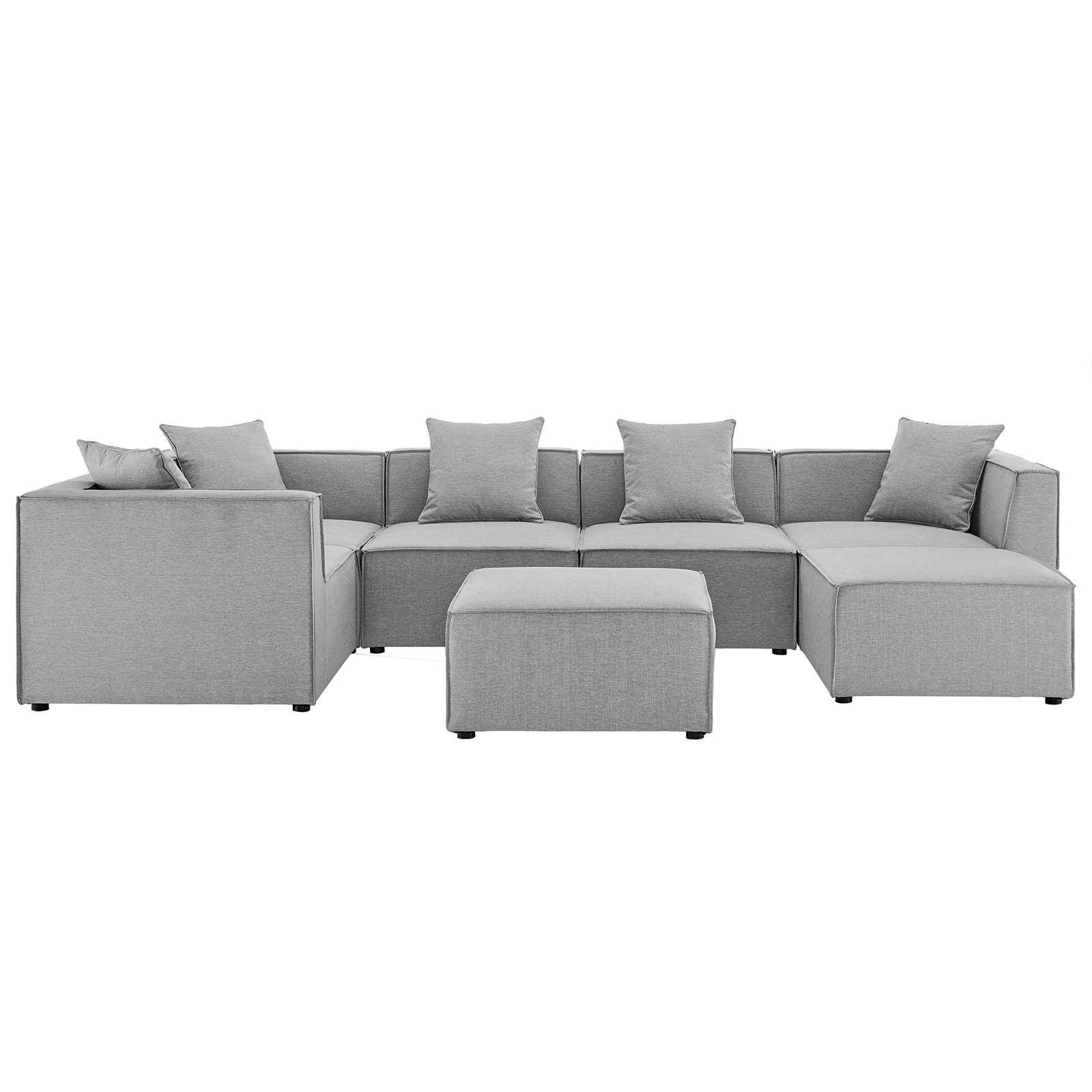 Modway Eei-4387-Gry Saybrook Patio Upholstered Sectional Sofa In Gray, 7-Piece Set