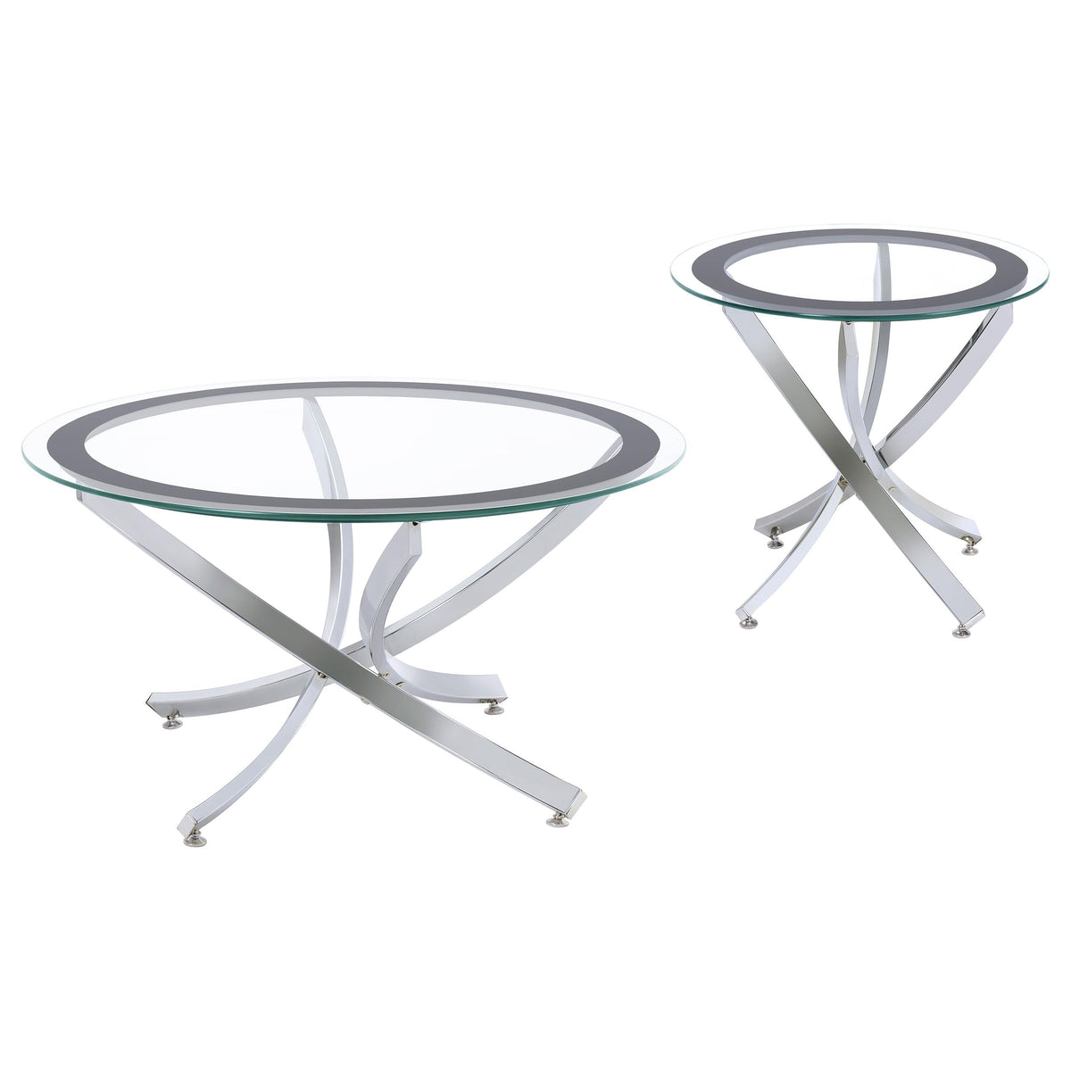 Coaster Home Furnishings Brooke 2-Piece Round Glass Top Coffee Table Set Chrome