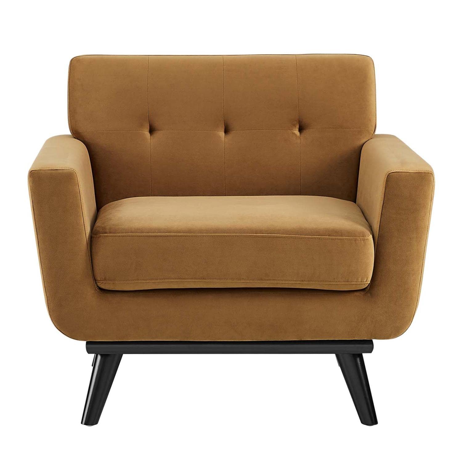 Modway Engage Modern Tufted Back Performance Velvet Armchair In Cognac Brown