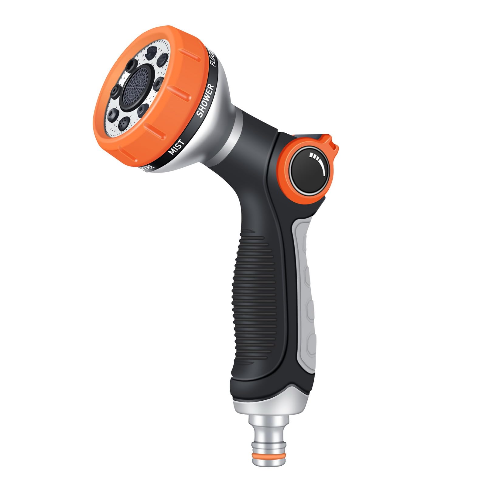 Garden Hose Nozzle, High Pressure Hose Sprayer With 8 Adjustable Watering Patterns, Thumb Flow Control, Heavy Duty For Plants, L