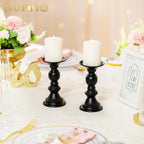 Nuptio 2 Pcs Candle Holders For Pillar Candles, Black Candle Holder For 50Mm Candles Christmas Halloween Mantlepiece Decorations