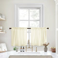 HOMEIDEAS Cream Yellow Kitchen Curtains 30 X 24 Inches 2 Panels Set Non-See-Through Privacy Semi Sheer Short Window Curtains Fis