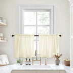 HOMEIDEAS Cream Yellow Kitchen Curtains 30 X 24 Inches 2 Panels Set Non-See-Through Privacy Semi Sheer Short Window Curtains Fis