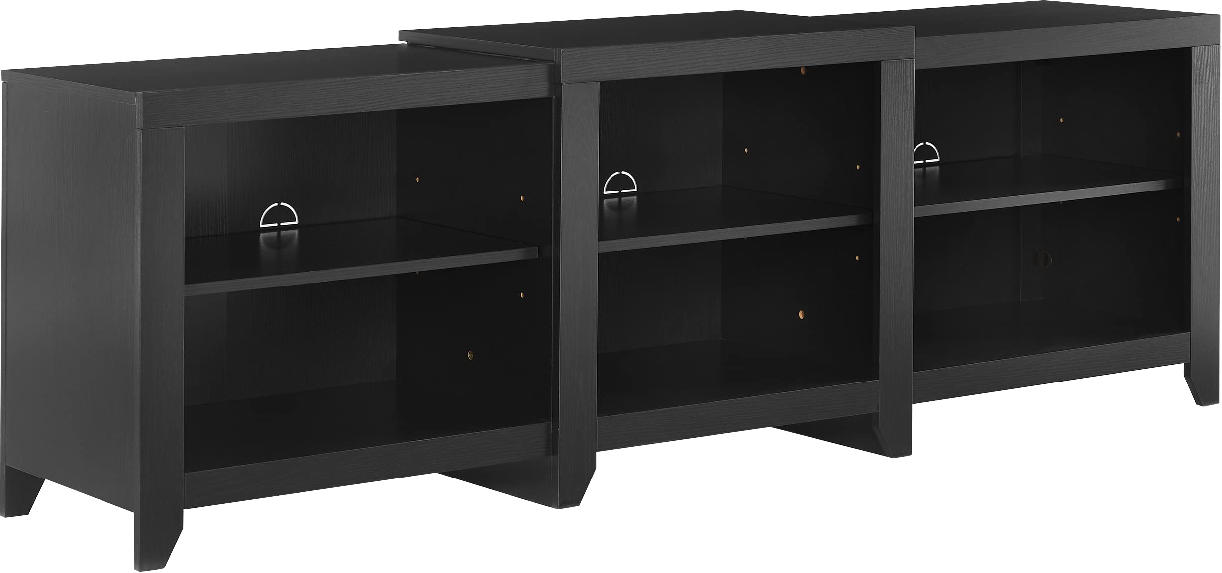 Crosley Furniture Ronin Low Profile Tv Stand For 75+ Inch Tvs, Entertainment Center With Storage Shelves, Black