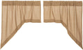 VHC Brands Burlap Solid Color Cotton Farmhouse Kitchen Curtains Rod Pocket Swag Pair, Natural Tan
