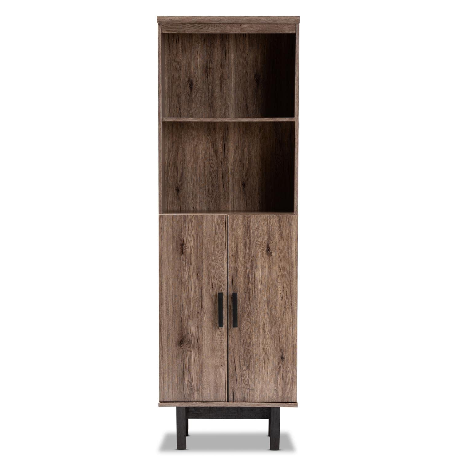 Baxton Studio Arend Modern and Contemporary Two-Tone Oak and Ebony Wood 2-Door Bookcase