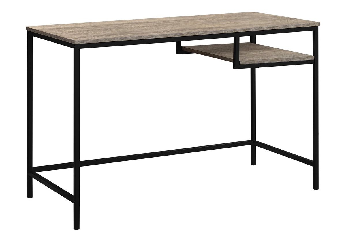 Monarch Specialties Contemporary Laptop Table with Shelf Home & Office Computer Desk-Metal Legs, 48' L, Dark Taupe