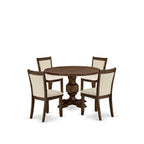 East West Furniture Irving 5 Piece Kitchen Set Includes A Round Dining Room Table With Pedestal And 4 Light Beige Linen Fabric Parson Chairs, 48X48 Inch, I3Mz5-Nn-32