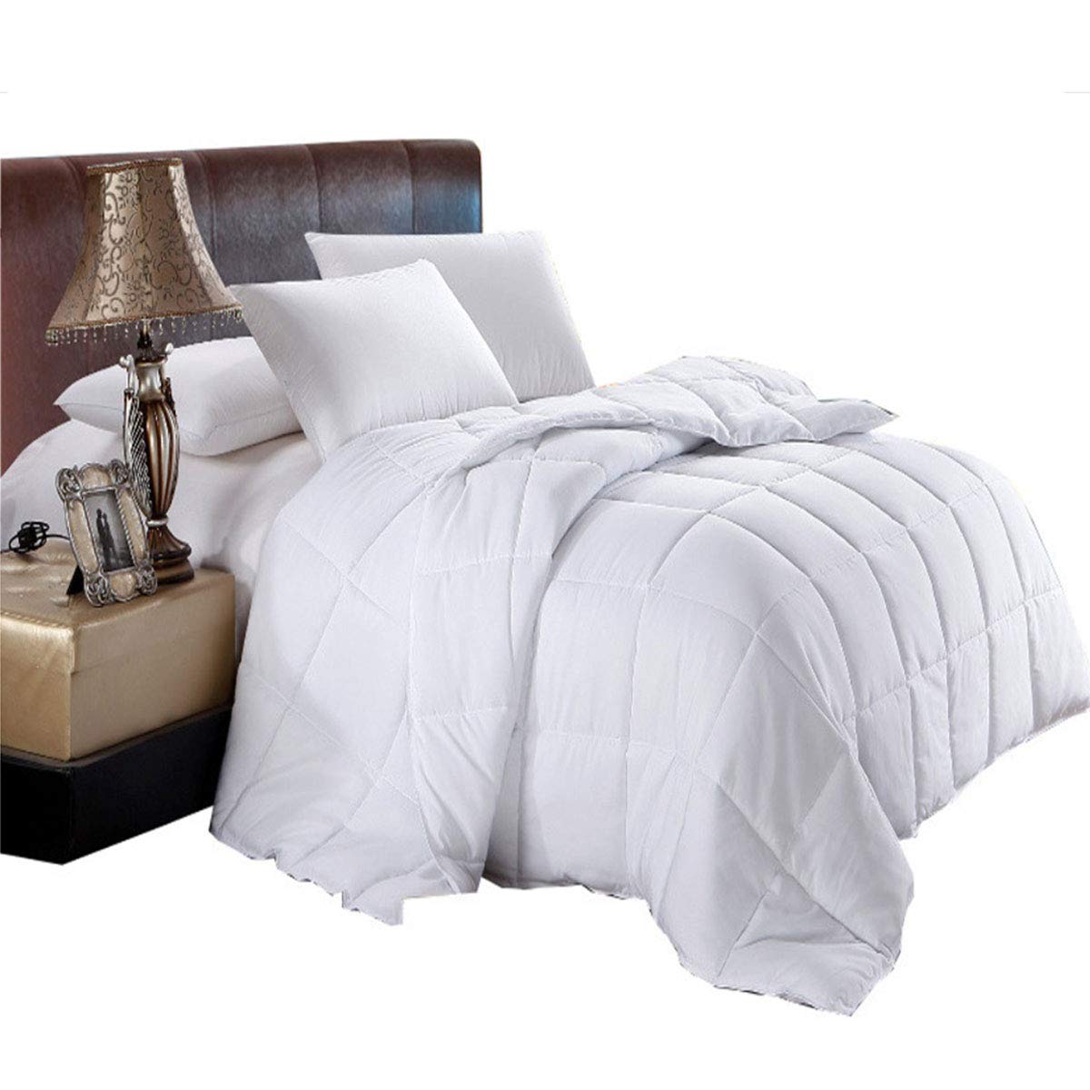Royal Hotel Bedding Soft, Light, Warm Down Comforter, 650 Fill Power, 100% Cotton Cover/Shell, 300 Threadcount, Solid White, Kin