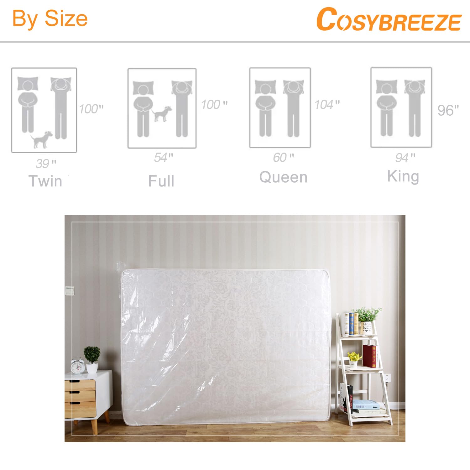 Mattress Bags For Moving And Storage 5 Mil Twin Mattress Cover Bag 1 Pack - Heavy Duty Waterproof Mattress Protector Cover Plast