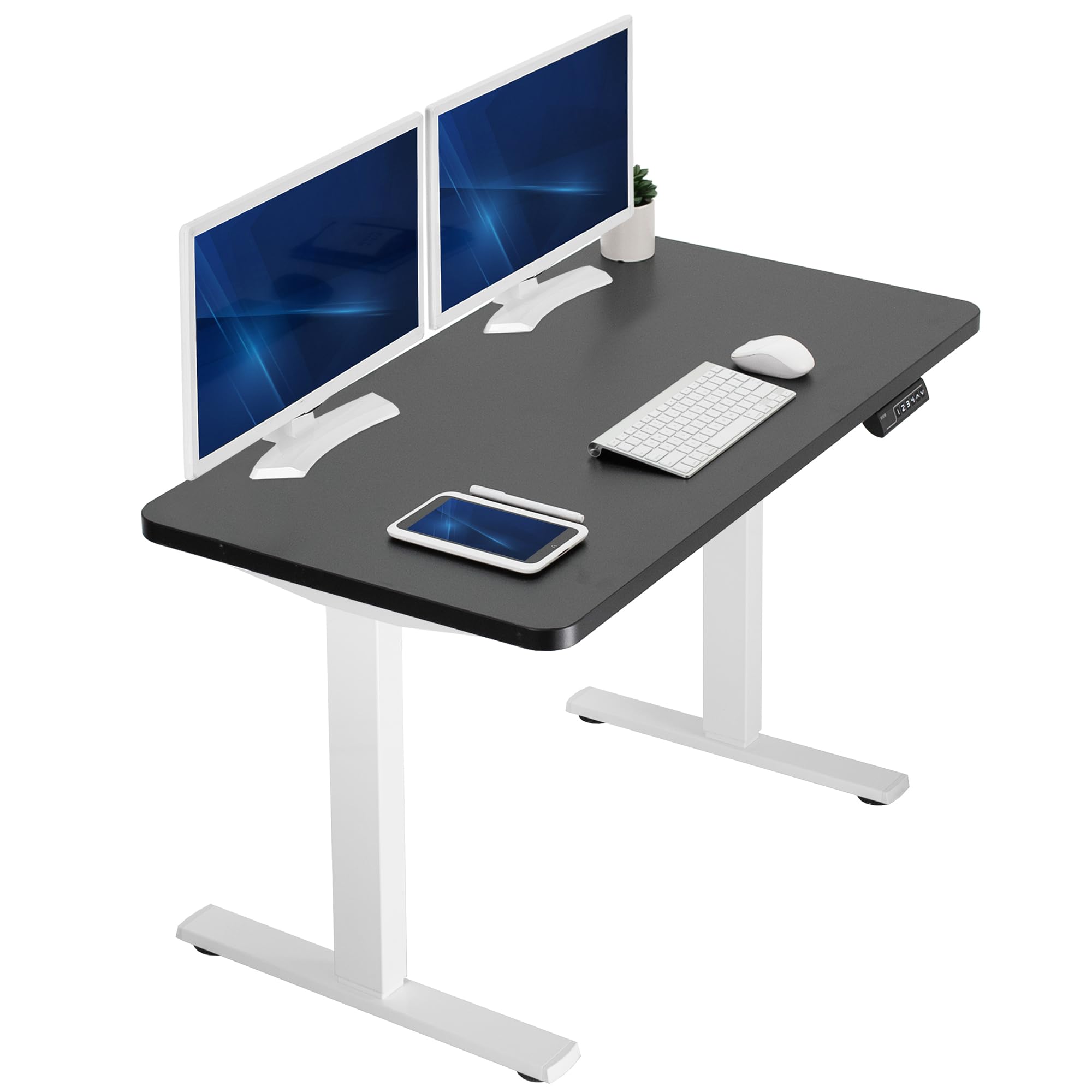 VIVO Large Electric 83 x 30 in Standing Desk, Memory Height Adjustment, 1B Series, Holds 220 lbs, Black Top White Frame, DESK-KI