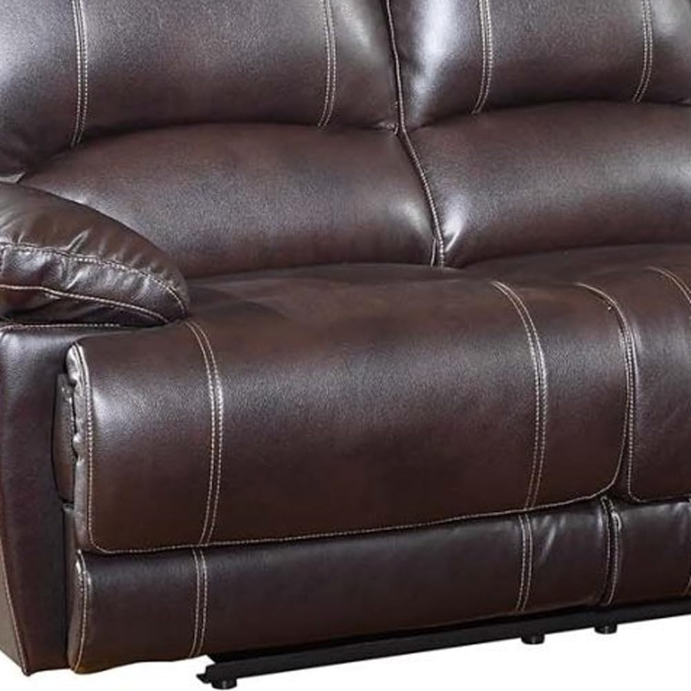 HomeRoots 89&quot; Brown Microfiber Reclining Sofa with Black Legs