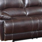 HomeRoots 89" Brown Microfiber Reclining Sofa with Black Legs