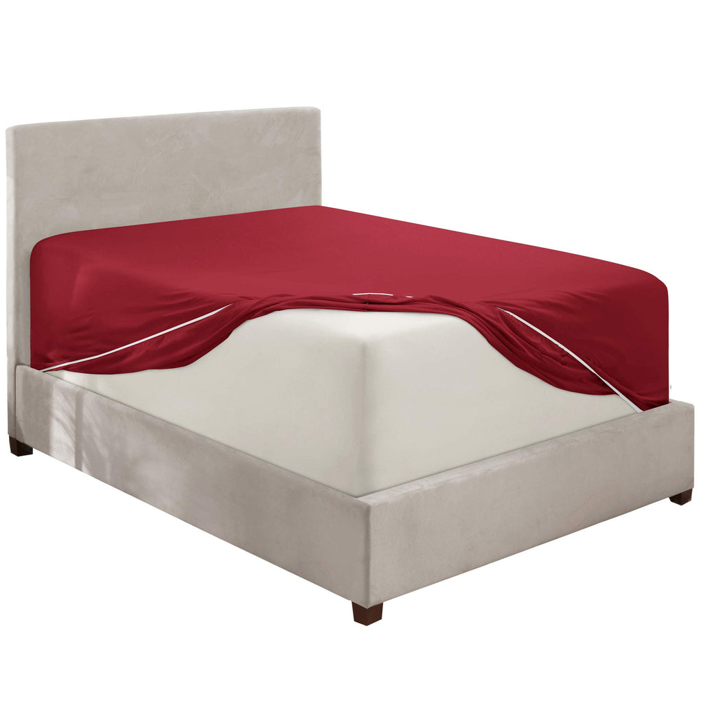 Nestl Burgundy California King Fitted Sheet, Extra Deep Pocket Cal King Fitted Sheet Only, 1800 Microfiber Fitted Bed Sheet, Ultra Soft Fitted Sheet California King Fits Up To 24 Inch Mattress
