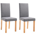 vidaXL Set of 2 Dining Chairs - Elegant and Timeless Design in Light Gray Fabric - Comfortable Seating Experience - Solid Wooden Legs for Durability