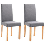 vidaXL Set of 2 Dining Chairs - Elegant and Timeless Design in Light Gray Fabric - Comfortable Seating Experience - Solid Wooden Legs for Durability