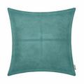 BRAWARM Teal Leather Throw Pillow 20 X 20 Inches, Faux Leather Pillow Cover with Piping, Hand Stitched Leather Decorative Throw 